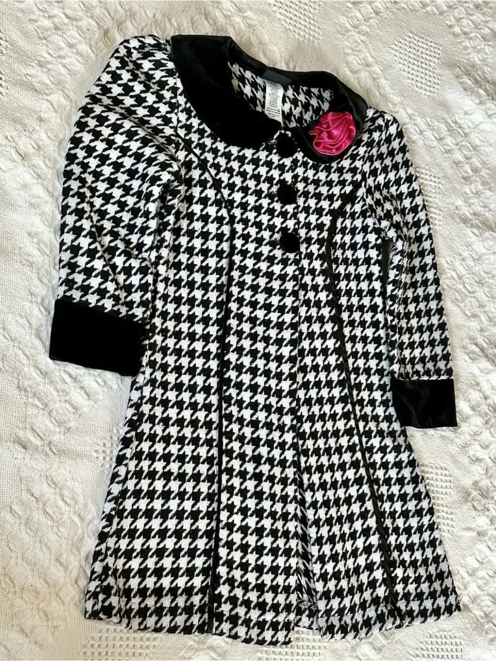 Girls Holiday Edition Houndstooth Pea Coat – Size 6/6X